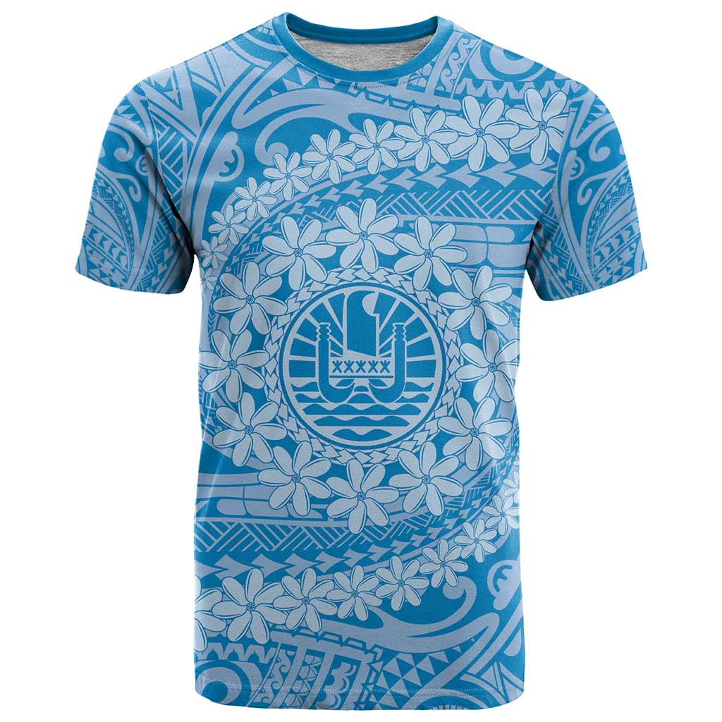 Tahitian Tiare Flower T Shirt Blue Polynesian Pattern LT9 Blue - Polynesian Pride