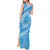 Tahitian Tiare Flower Tank Maxi Dress Blue Polynesian Pattern