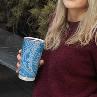 Tahitian Tiare Flower Tumbler Cup Blue Polynesian Pattern LT9 - Polynesian Pride