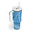 Tahitian Tiare Flower Tumbler With Handle Blue Polynesian Pattern