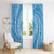 Tahitian Tiare Flower Window Curtain Blue Polynesian Pattern