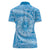 Tahitian Tiare Flower Women Polo Shirt Blue Polynesian Pattern