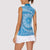 Tahitian Tiare Flower Women Sleeveless Polo Shirt Blue Polynesian Pattern