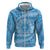 Tahitian Tiare Flower Zip Hoodie Blue Polynesian Pattern