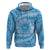 Tahitian Tiare Flower Zip Hoodie Blue Polynesian Pattern