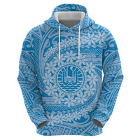 Tahitian Tiare Flower Zip Hoodie Blue Polynesian Pattern LT9 - Polynesian Pride