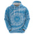 Tahitian Tiare Flower Zip Hoodie Blue Polynesian Pattern