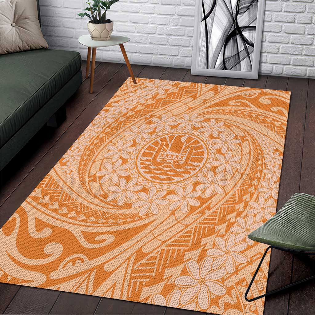 Tahitian Tiare Flower Area Rug Gold Polynesian Pattern LT9 Gold - Polynesian Pride