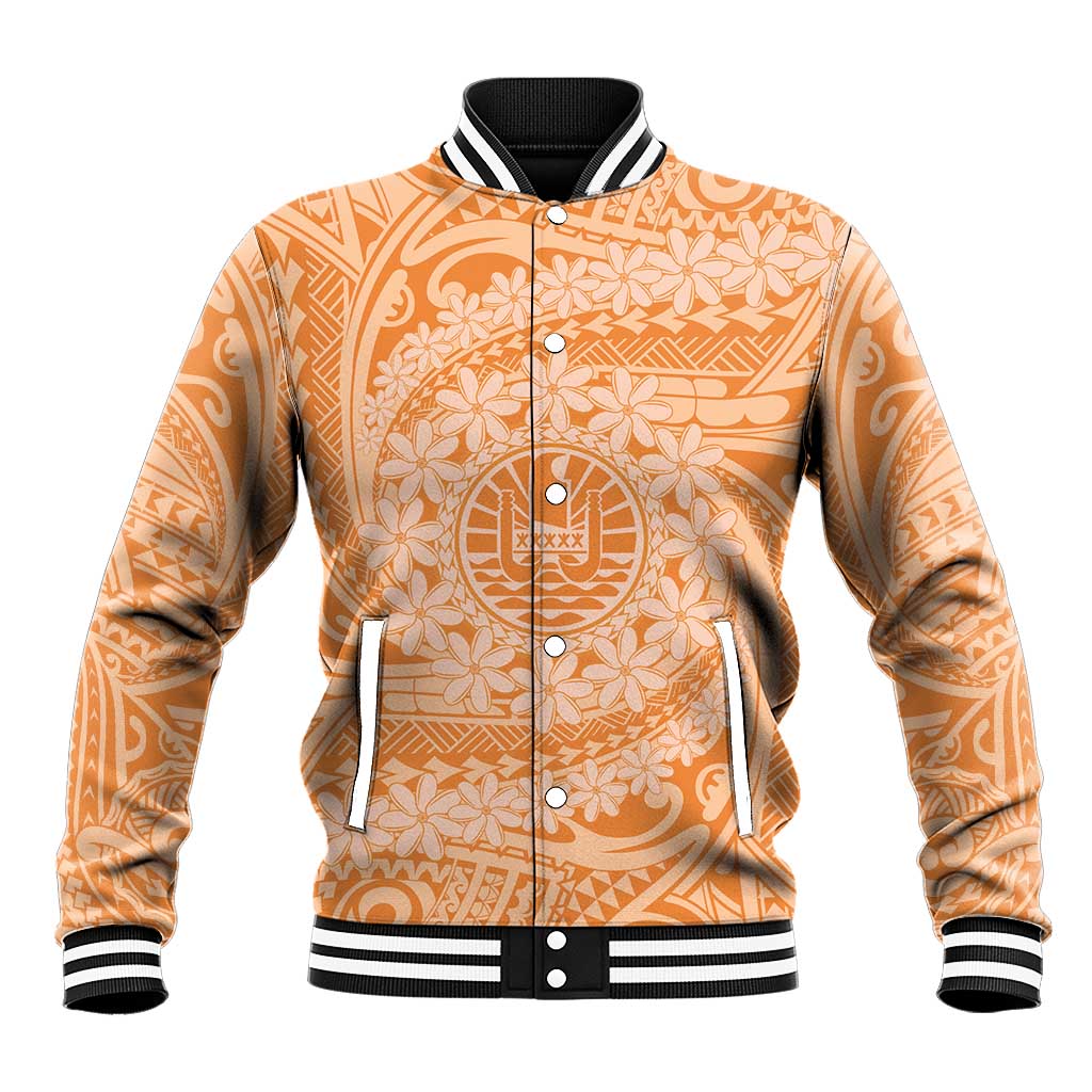 Tahitian Tiare Flower Baseball Jacket Gold Polynesian Pattern