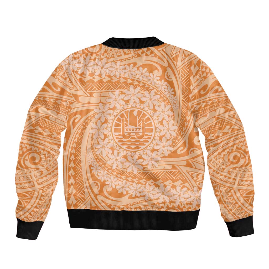 Tahitian Tiare Flower Bomber Jacket Gold Polynesian Pattern LT9 - Polynesian Pride