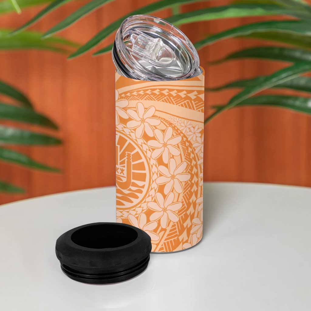 Tahitian Tiare Flower 4 in 1 Can Cooler Tumbler Gold Polynesian Pattern LT9 - Polynesian Pride
