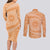 Tahitian Tiare Flower Couples Matching Long Sleeve Bodycon Dress and Long Sleeve Button Shirt Gold Polynesian Pattern