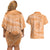 Tahitian Tiare Flower Couples Matching Off Shoulder Short Dress and Hawaiian Shirt Gold Polynesian Pattern