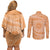 Tahitian Tiare Flower Couples Matching Off Shoulder Short Dress and Long Sleeve Button Shirt Gold Polynesian Pattern