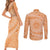 Tahitian Tiare Flower Couples Matching Short Sleeve Bodycon Dress and Long Sleeve Button Shirt Gold Polynesian Pattern