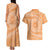 Tahitian Tiare Flower Couples Matching Tank Maxi Dress and Hawaiian Shirt Gold Polynesian Pattern