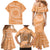 Tahitian Tiare Flower Family Matching Mermaid Dress and Hawaiian Shirt Gold Polynesian Pattern