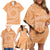 Tahitian Tiare Flower Family Matching Off Shoulder Short Dress and Hawaiian Shirt Gold Polynesian Pattern