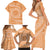 Tahitian Tiare Flower Family Matching Short Sleeve Bodycon Dress and Hawaiian Shirt Gold Polynesian Pattern