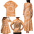 Tahitian Tiare Flower Family Matching Tank Maxi Dress and Hawaiian Shirt Gold Polynesian Pattern