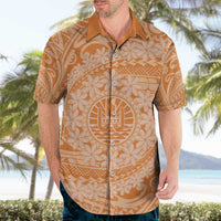 Tahitian Tiare Flower Hawaiian Shirt Gold Polynesian Pattern LT9 - Polynesian Pride
