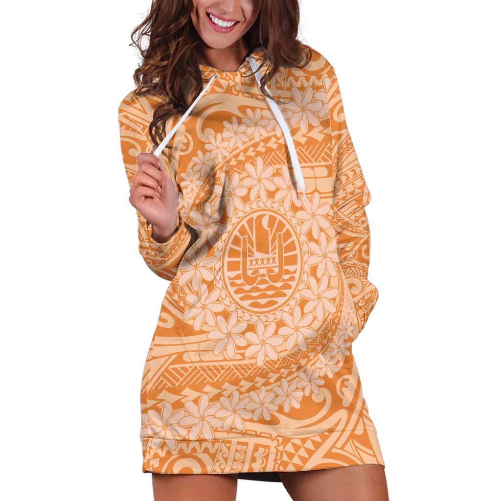 Tahitian Tiare Flower Hoodie Dress Gold Polynesian Pattern LT9 Gold - Polynesian Pride