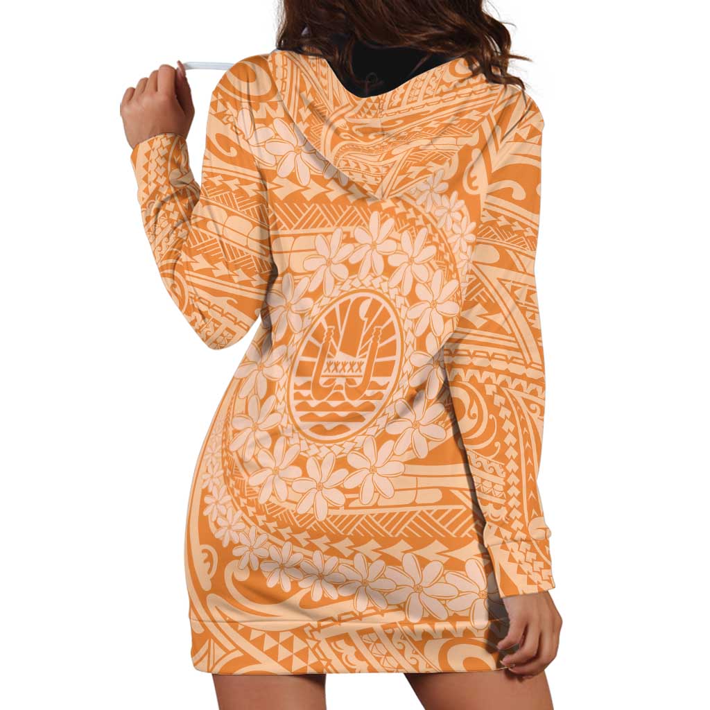 Tahitian Tiare Flower Hoodie Dress Gold Polynesian Pattern LT9 - Polynesian Pride