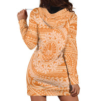 Tahitian Tiare Flower Hoodie Dress Gold Polynesian Pattern LT9 - Polynesian Pride