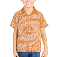 Tahitian Tiare Flower Kid Hawaiian Shirt Gold Polynesian Pattern LT9 Kid Gold - Polynesian Pride