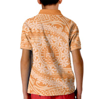Tahitian Tiare Flower Kid Polo Shirt Gold Polynesian Pattern LT9 - Polynesian Pride