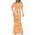 Tahitian Tiare Flower Mermaid Dress Gold Polynesian Pattern