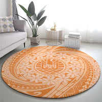 Tahitian Tiare Flower Round Carpet Gold Polynesian Pattern LT9 - Polynesian Pride