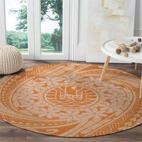 Tahitian Tiare Flower Round Carpet Gold Polynesian Pattern LT9 - Polynesian Pride