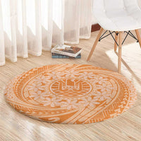 Tahitian Tiare Flower Round Carpet Gold Polynesian Pattern LT9 - Polynesian Pride
