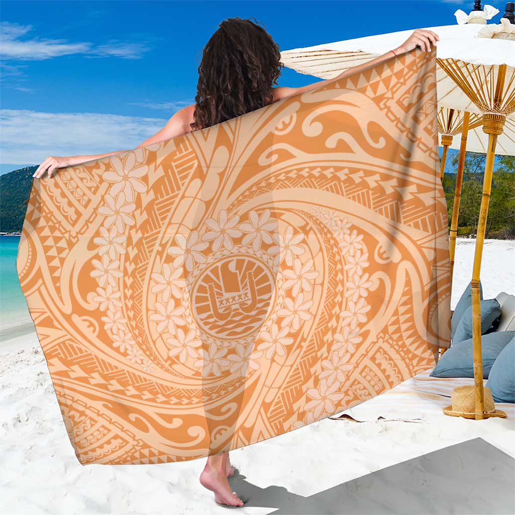 Tahitian Tiare Flower Sarong Gold Polynesian Pattern