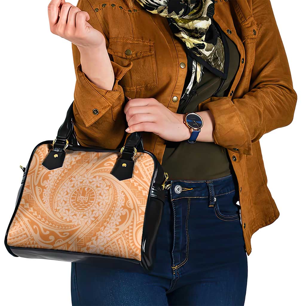 Tahitian Tiare Flower Shoulder Handbag Gold Polynesian Pattern LT9 - Polynesian Pride