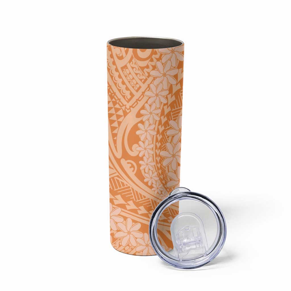 Tahitian Tiare Flower Skinny Tumbler Gold Polynesian Pattern LT9 - Polynesian Pride