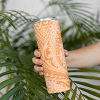 Tahitian Tiare Flower Skinny Tumbler Gold Polynesian Pattern LT9 - Polynesian Pride