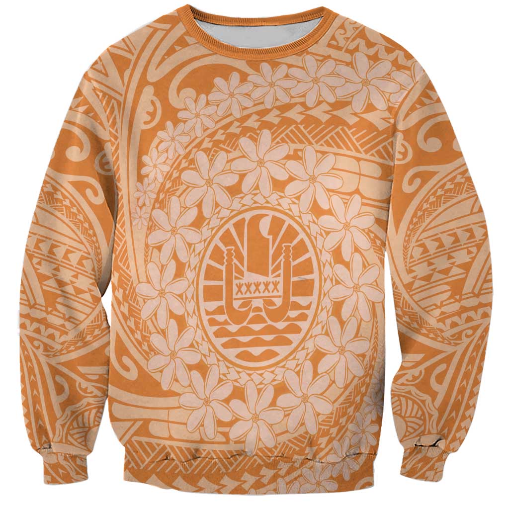 Tahitian Tiare Flower Sweatshirt Gold Polynesian Pattern