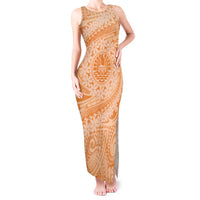 Tahitian Tiare Flower Tank Maxi Dress Gold Polynesian Pattern LT9 Women Gold - Polynesian Pride