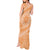 Tahitian Tiare Flower Tank Maxi Dress Gold Polynesian Pattern