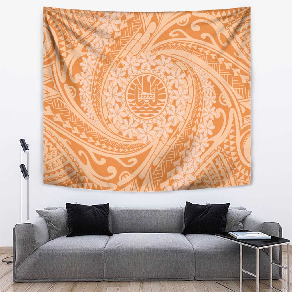 Tahitian Tiare Flower Tapestry Gold Polynesian Pattern