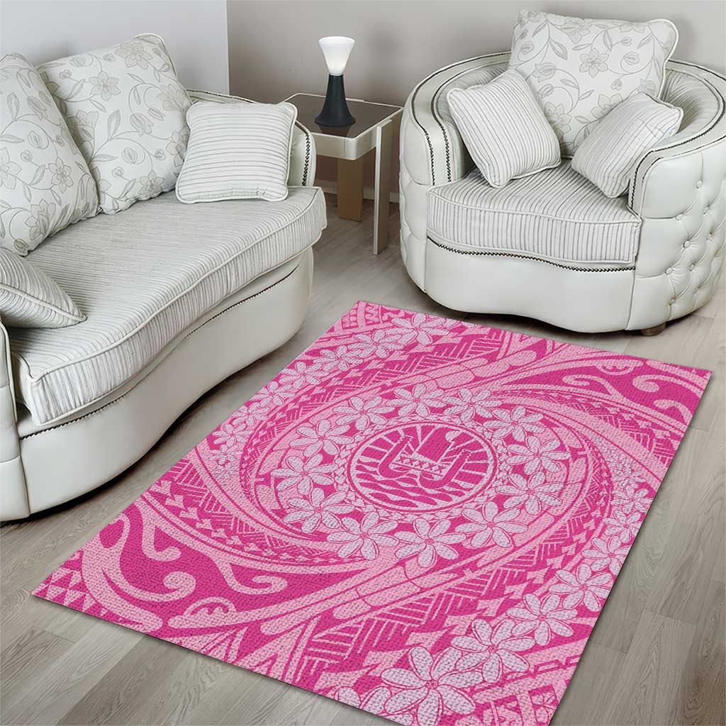 Tahitian Tiare Flower Area Rug Pink Polynesian Pattern LT9 - Polynesian Pride