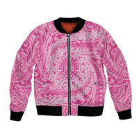 Tahitian Tiare Flower Bomber Jacket Pink Polynesian Pattern LT9 Unisex Pink - Polynesian Pride