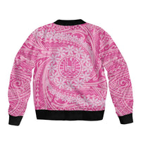 Tahitian Tiare Flower Bomber Jacket Pink Polynesian Pattern LT9 - Polynesian Pride