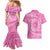 Tahitian Tiare Flower Couples Matching Mermaid Dress and Hawaiian Shirt Pink Polynesian Pattern