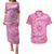 Tahitian Tiare Flower Couples Matching Puletasi and Hawaiian Shirt Pink Polynesian Pattern