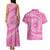 Tahitian Tiare Flower Couples Matching Tank Maxi Dress and Hawaiian Shirt Pink Polynesian Pattern