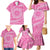 Tahitian Tiare Flower Family Matching Mermaid Dress and Hawaiian Shirt Pink Polynesian Pattern