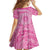 Tahitian Tiare Flower Family Matching Off The Shoulder Long Sleeve Dress and Hawaiian Shirt Pink Polynesian Pattern